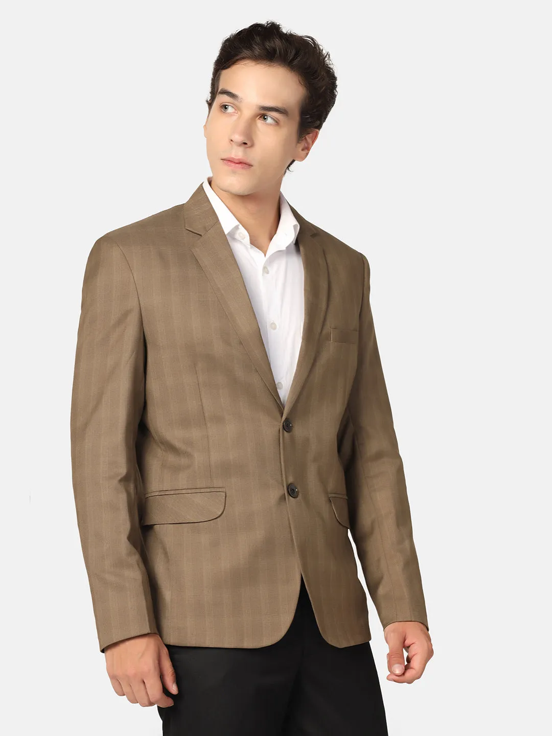 Men Brown Check Blazer