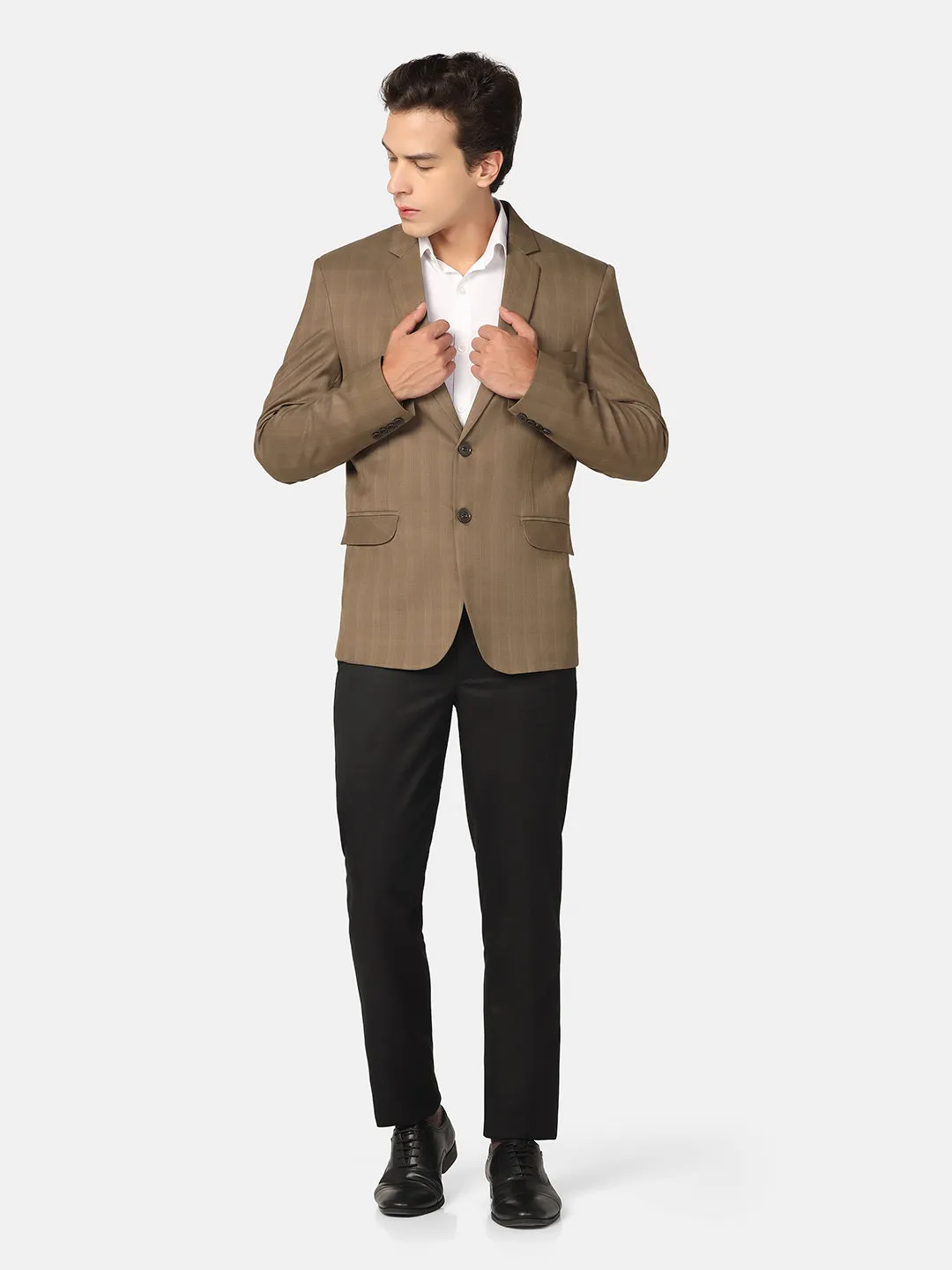 Men Brown Check Blazer
