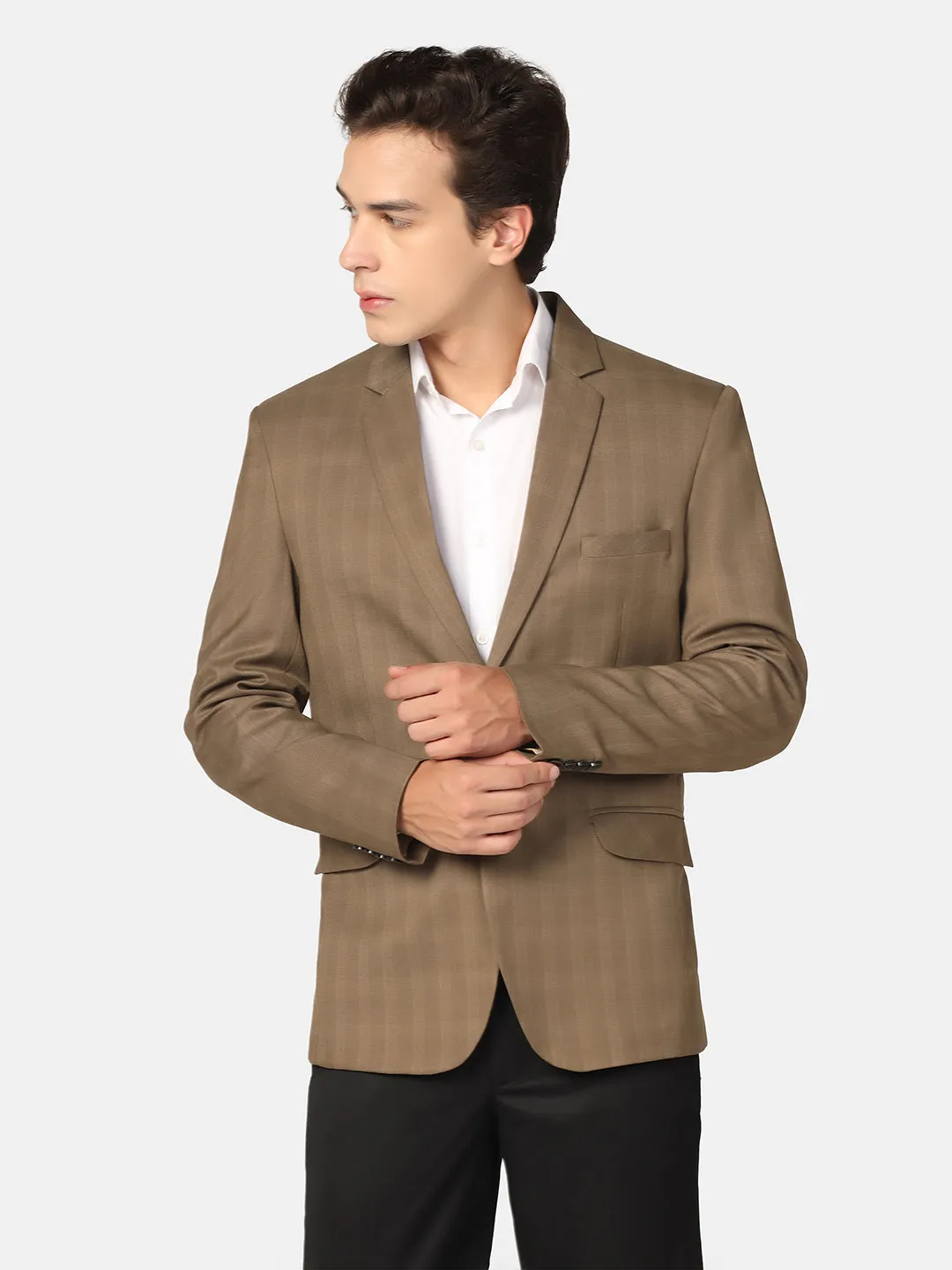 Men Brown Check Blazer