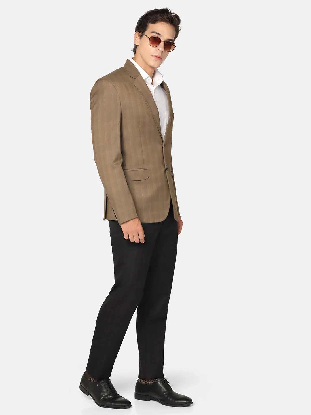 Men Brown Check Blazer