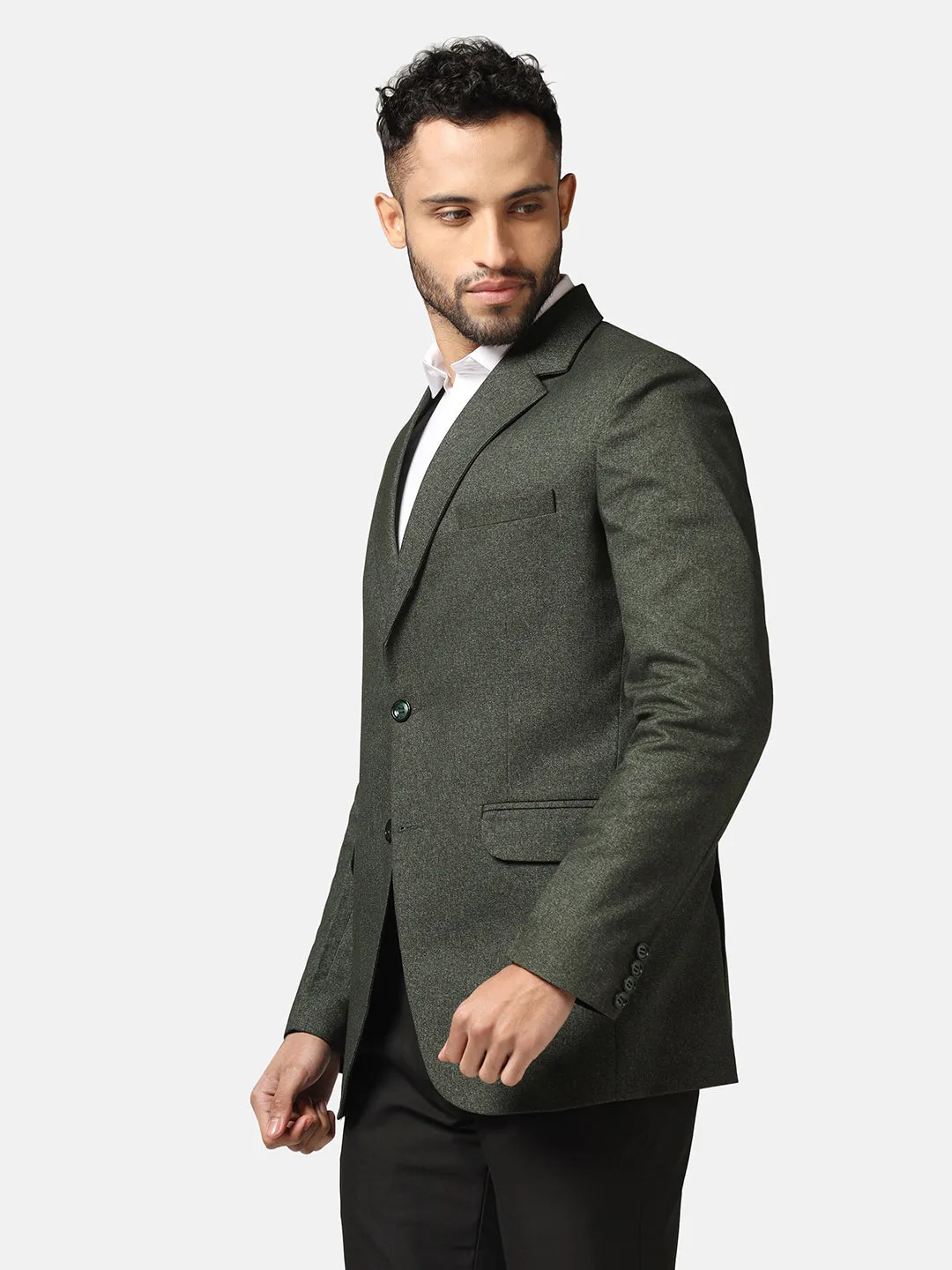 Men Green Suede Blazer
