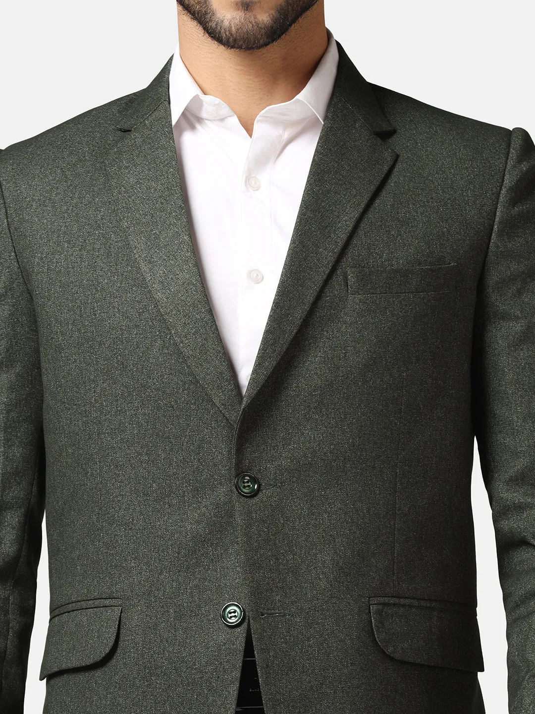 Men Green Suede Blazer