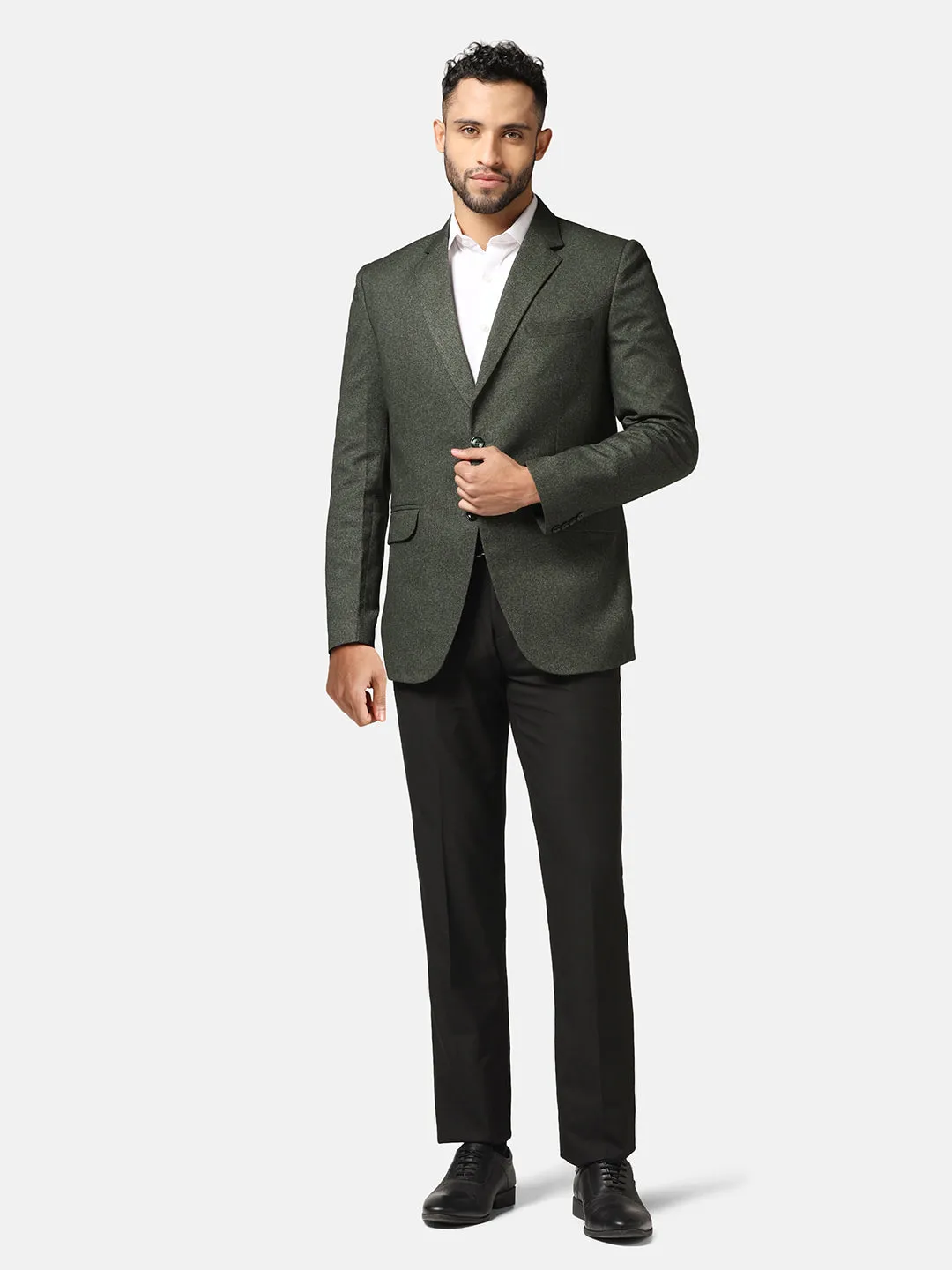 Men Green Suede Blazer