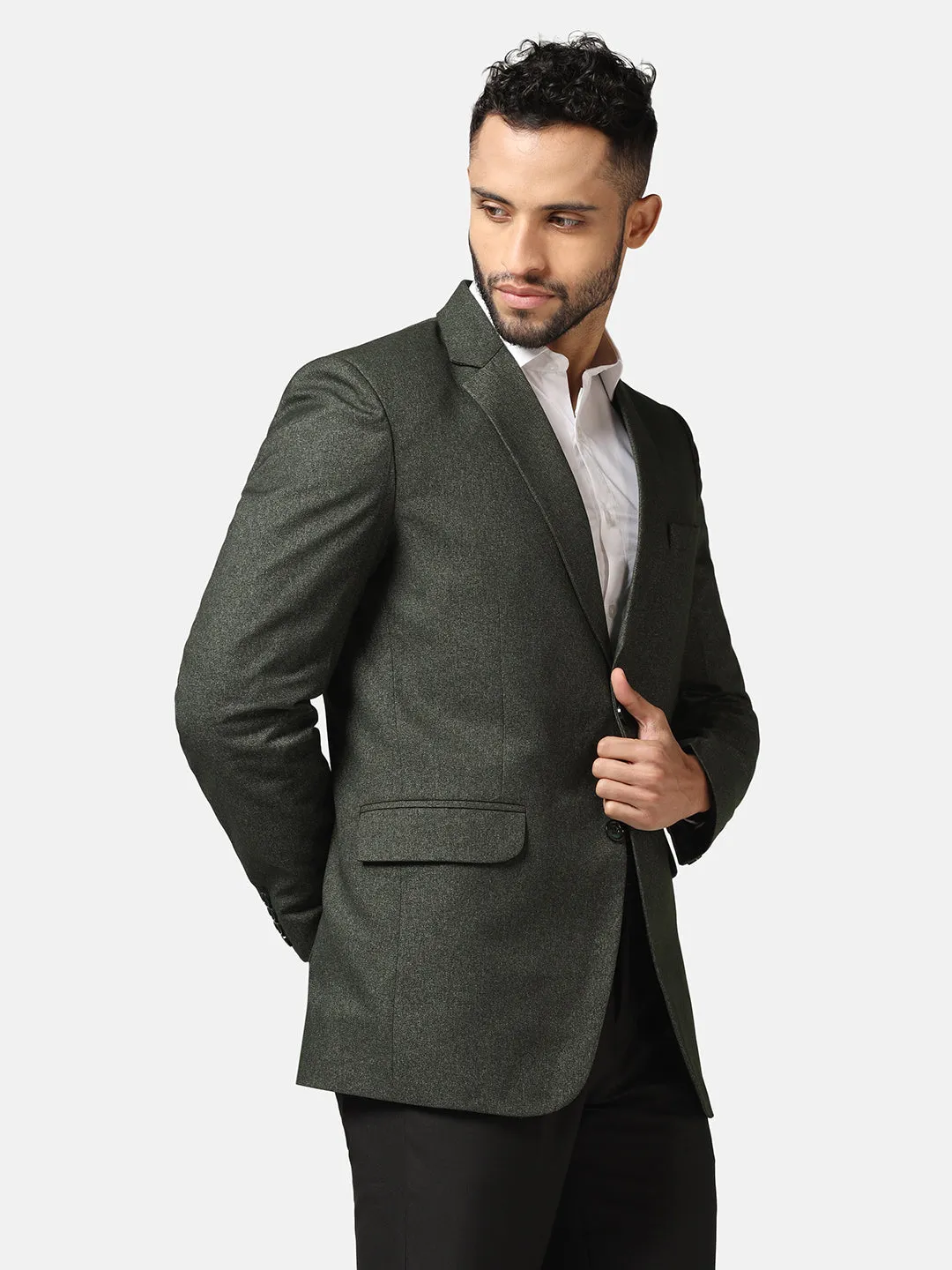 Men Green Suede Blazer