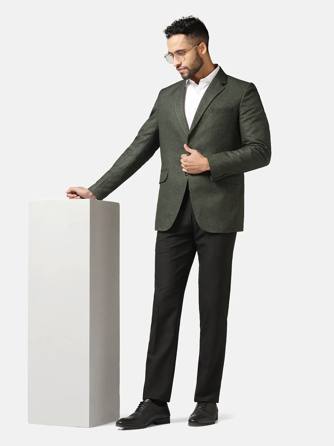 Men Green Suede Blazer