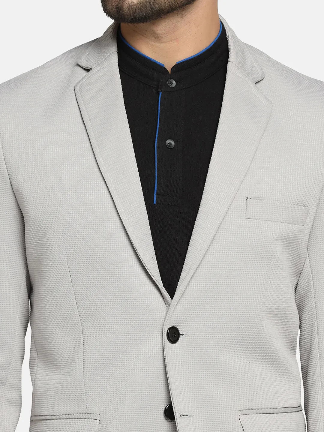 Men Grey stretchable Textured Blazer