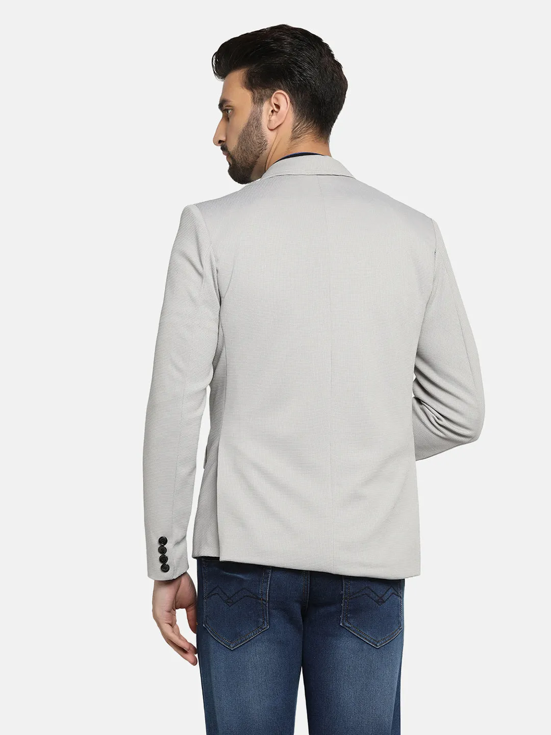 Men Grey stretchable Textured Blazer