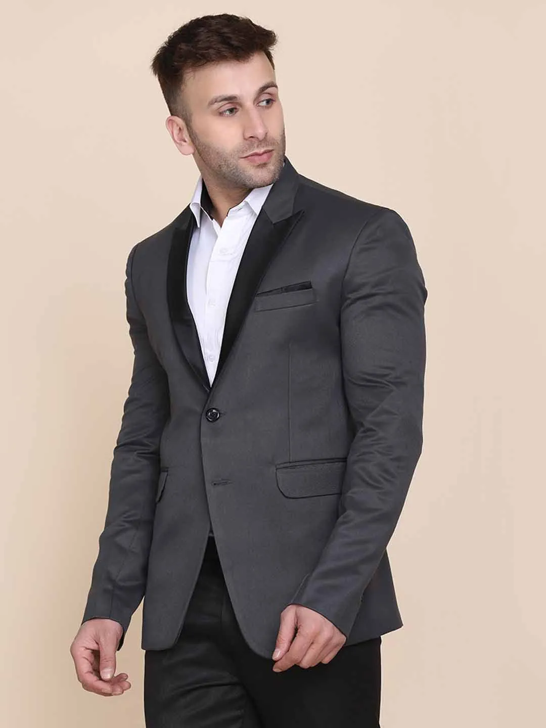Men Grey Tuxedo With Hanky
