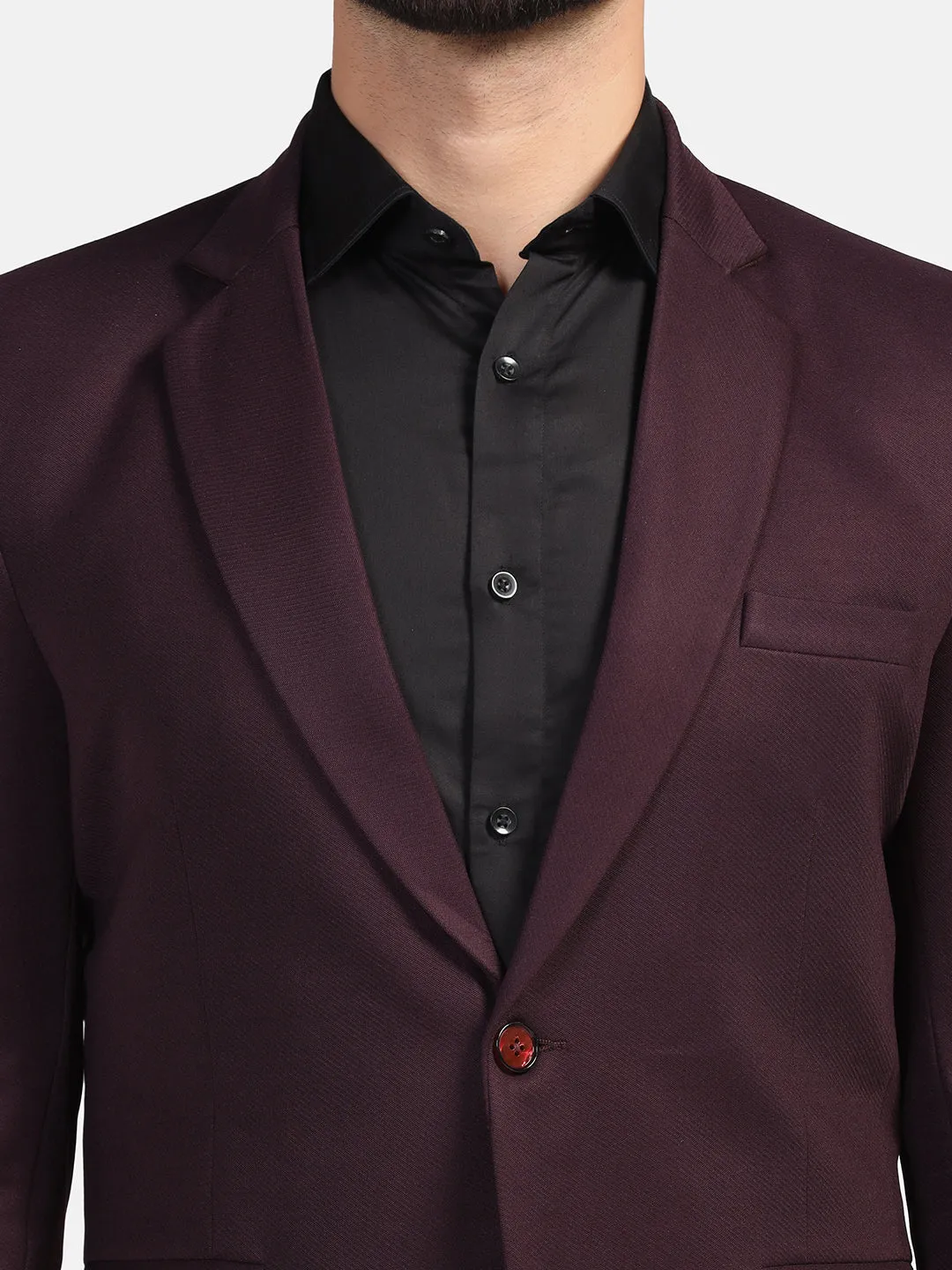 Men Maroon Stretchable Blazer