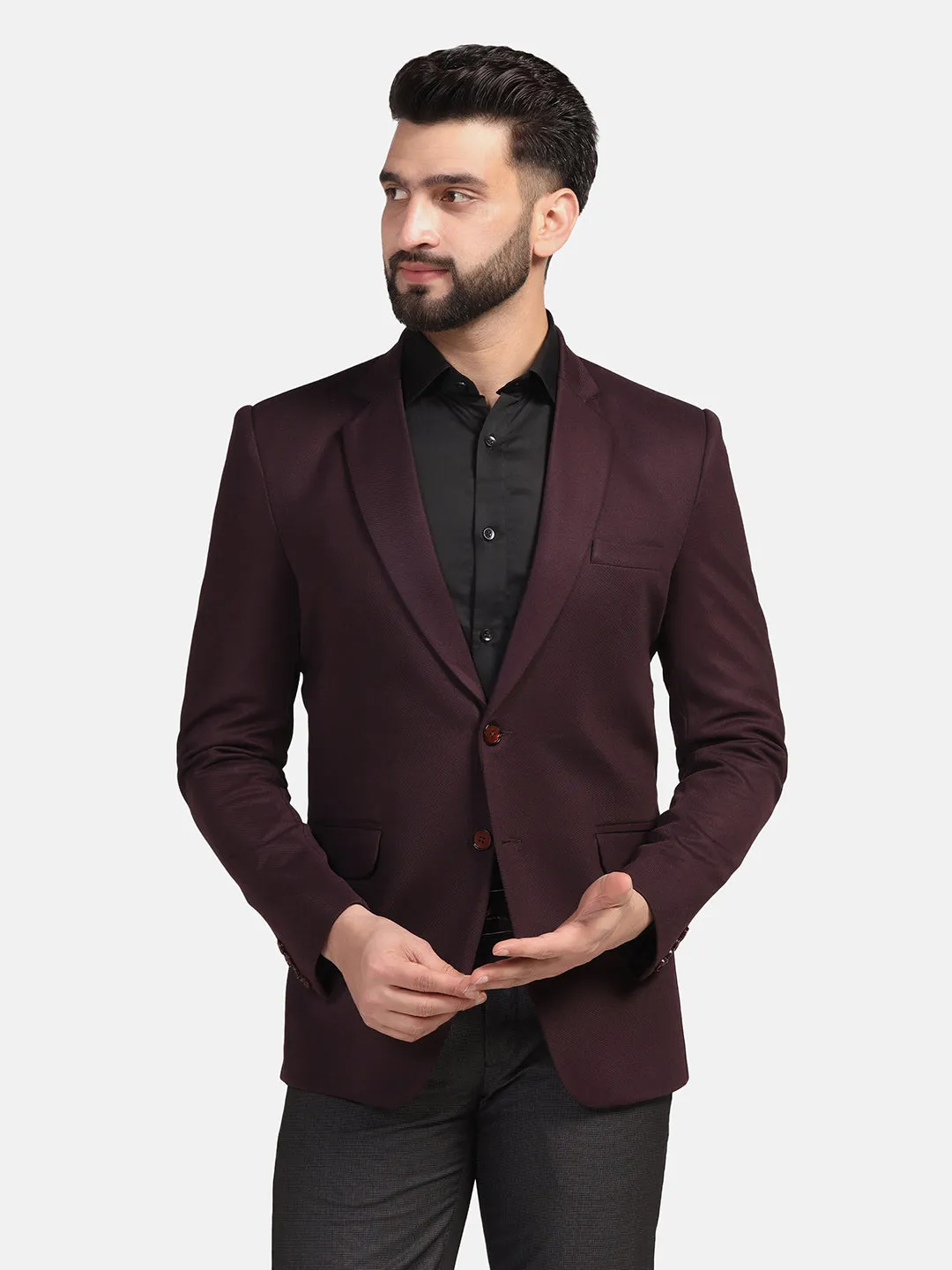 Men Maroon Stretchable Blazer