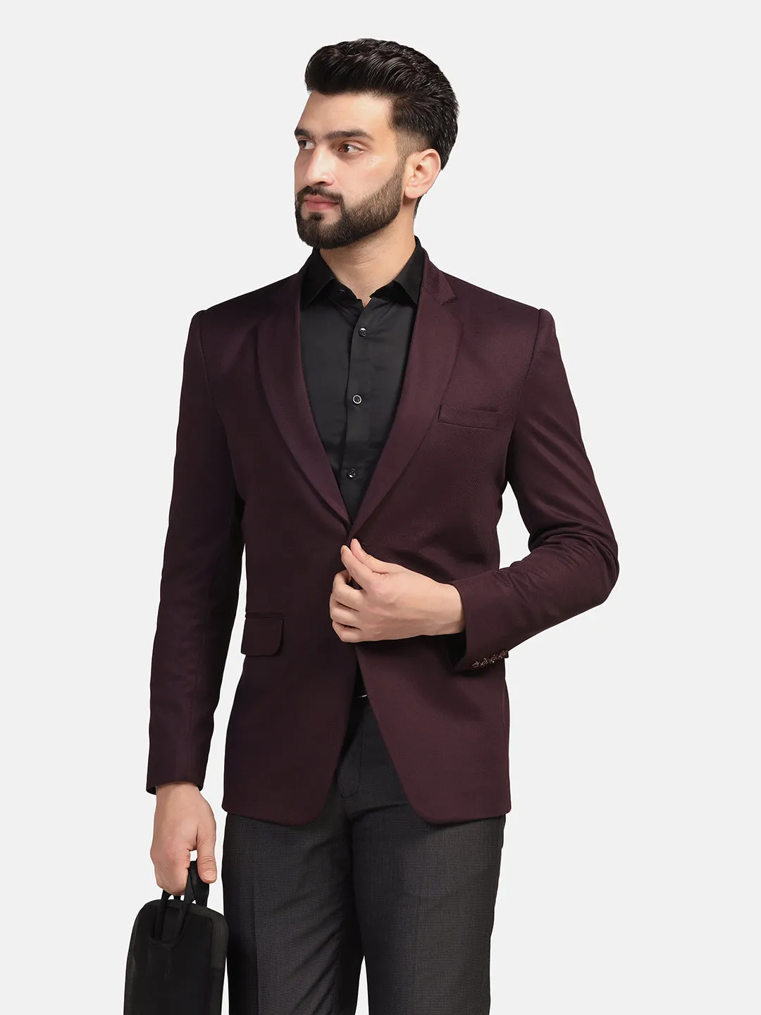 Men Maroon Stretchable Blazer