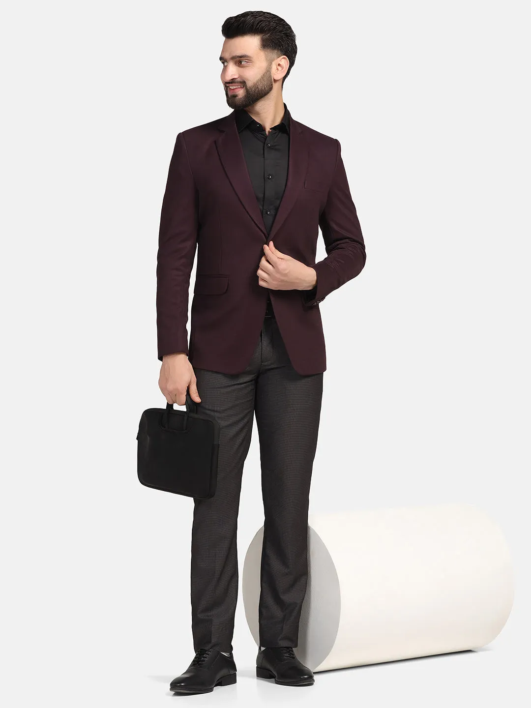 Men Maroon Stretchable Blazer
