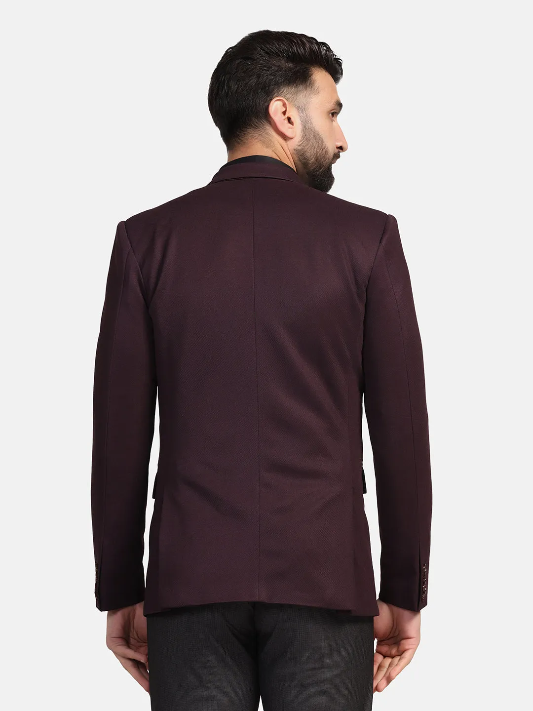 Men Maroon Stretchable Blazer