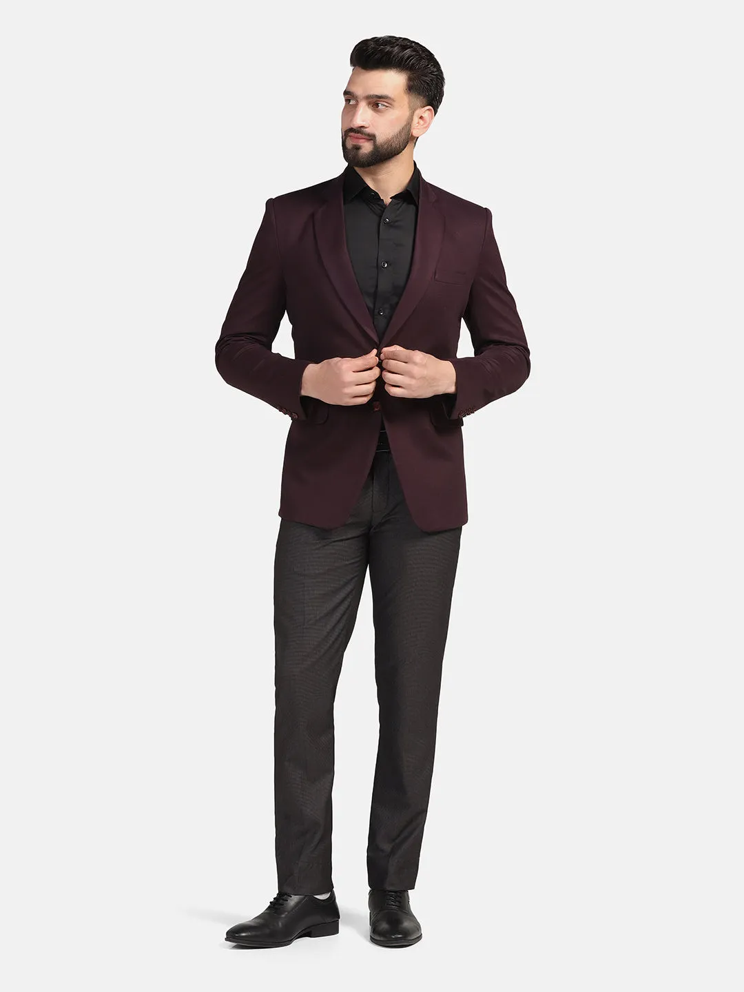 Men Maroon Stretchable Blazer