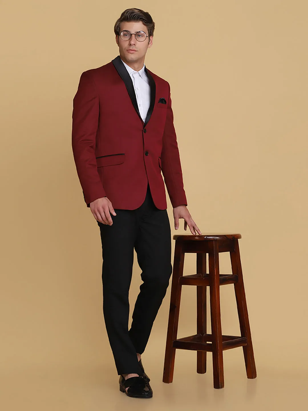 Men Maroon Tuxedo Blazer