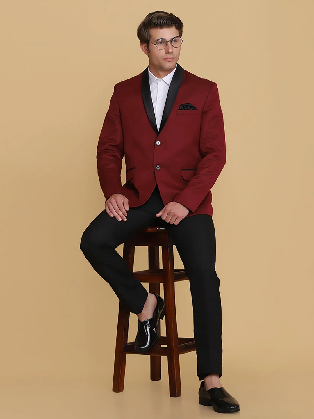 Men Maroon Tuxedo Blazer