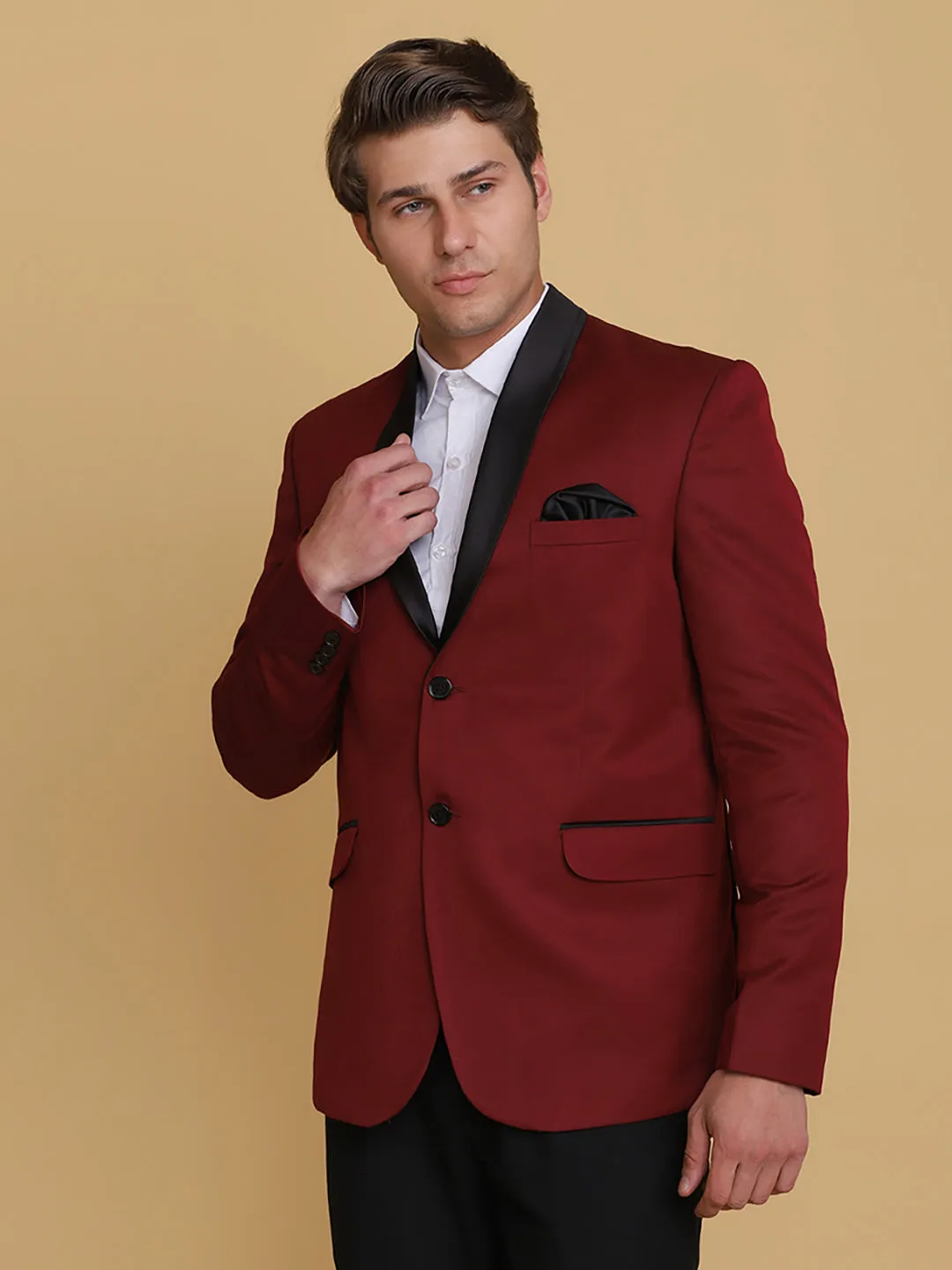 Men Maroon Tuxedo Blazer
