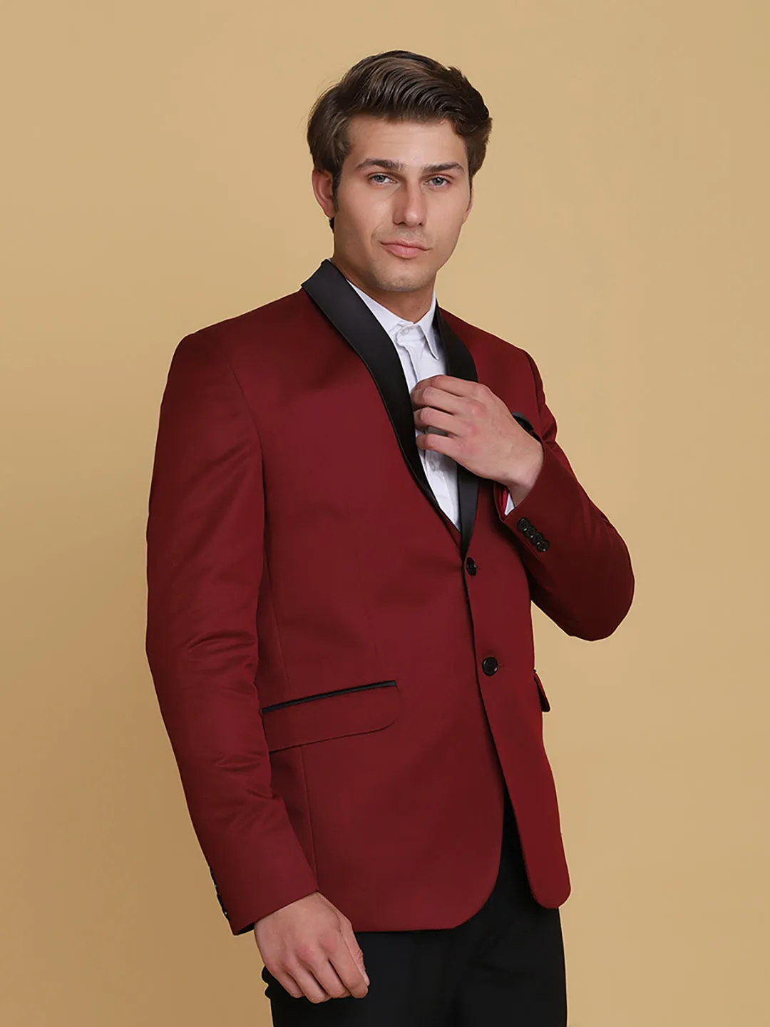 Men Maroon Tuxedo Blazer