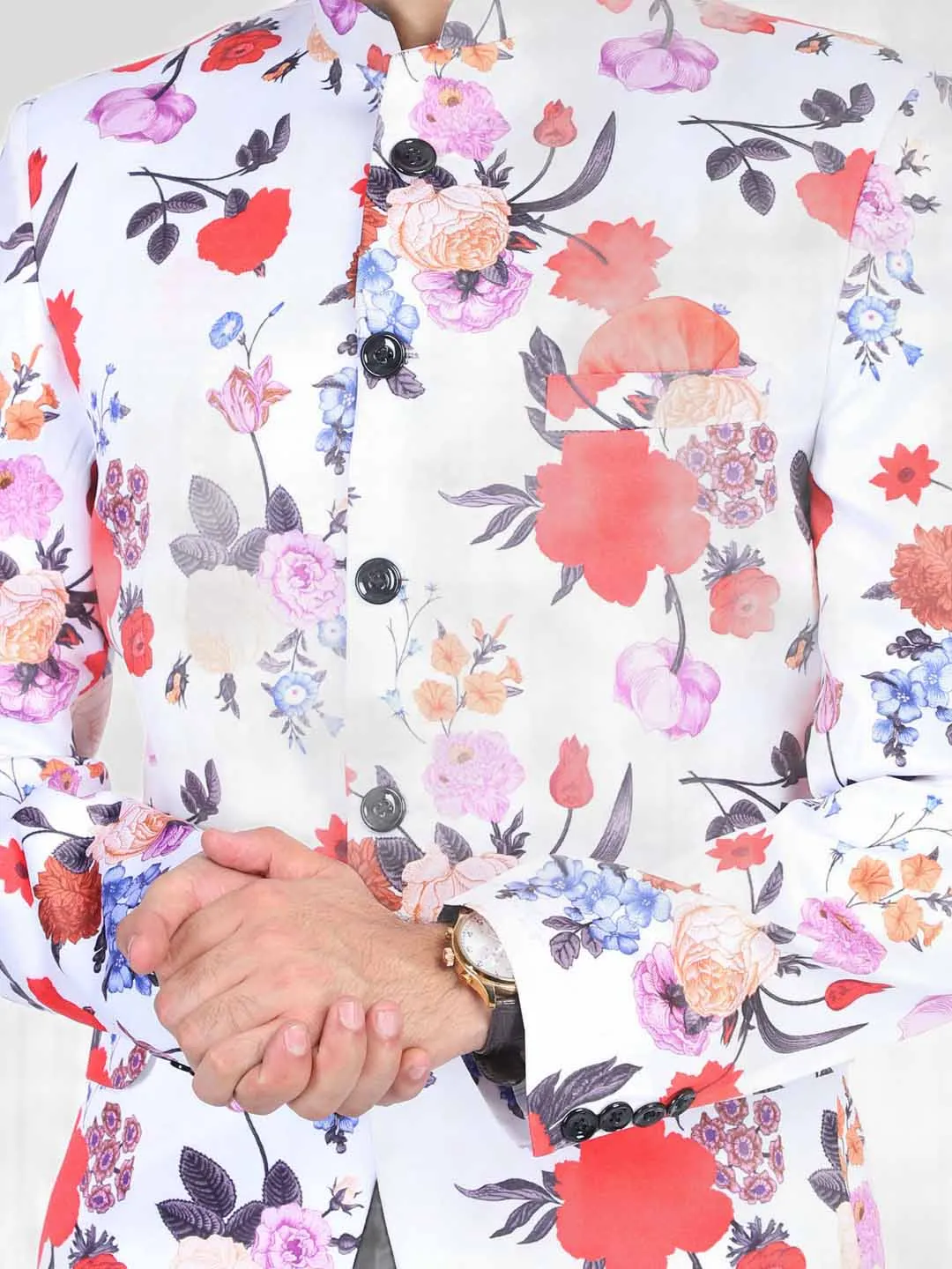 Men Printed Men Blazer With Hanky