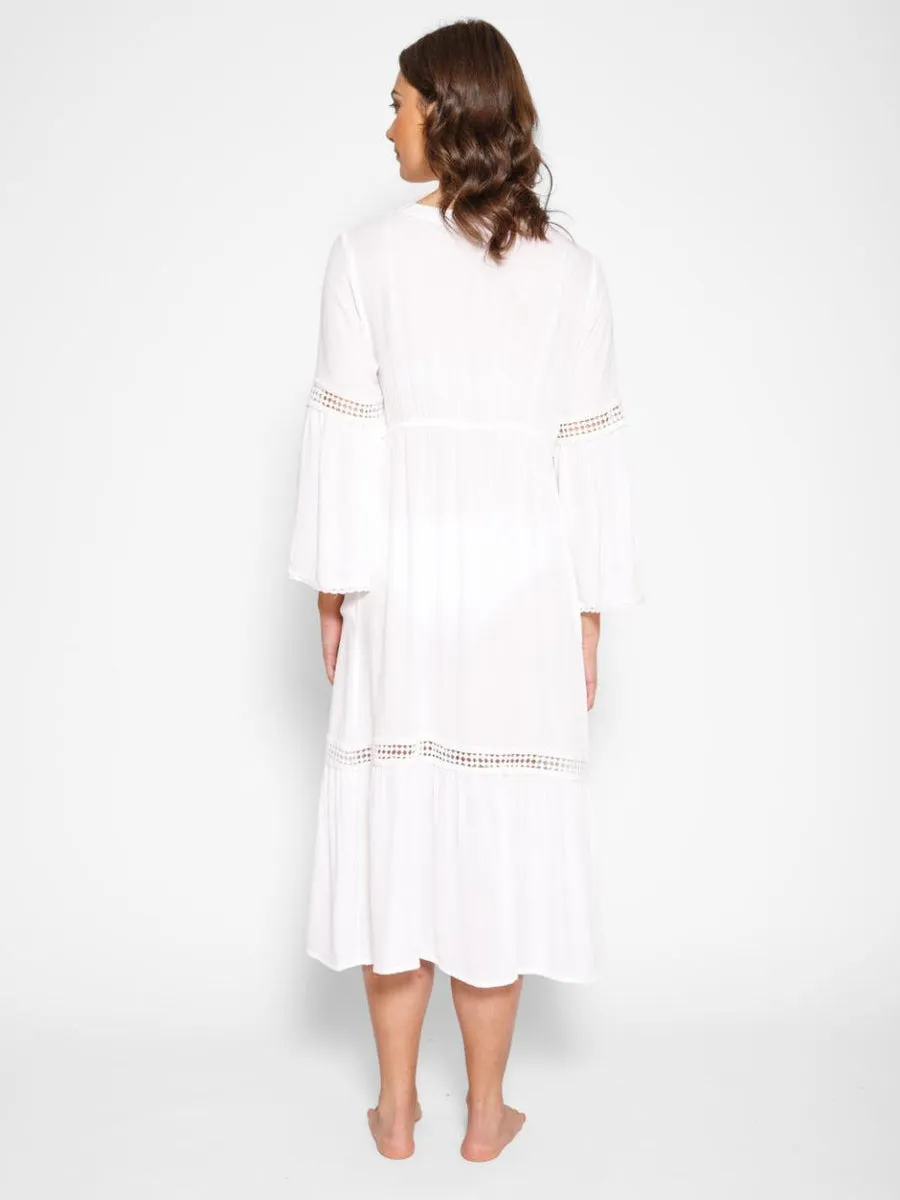 Miami Luxe Front Tie Robe in White