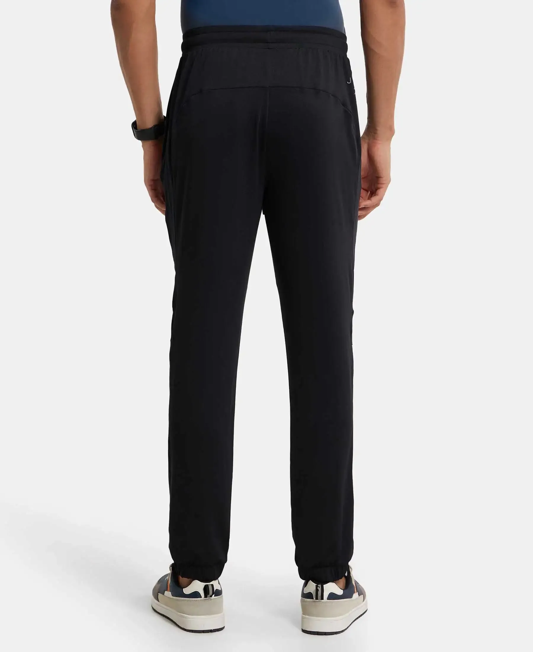 Microfiber Elastane Stretch Jogger with Zipper Pockets and StayDry Treatment - Black