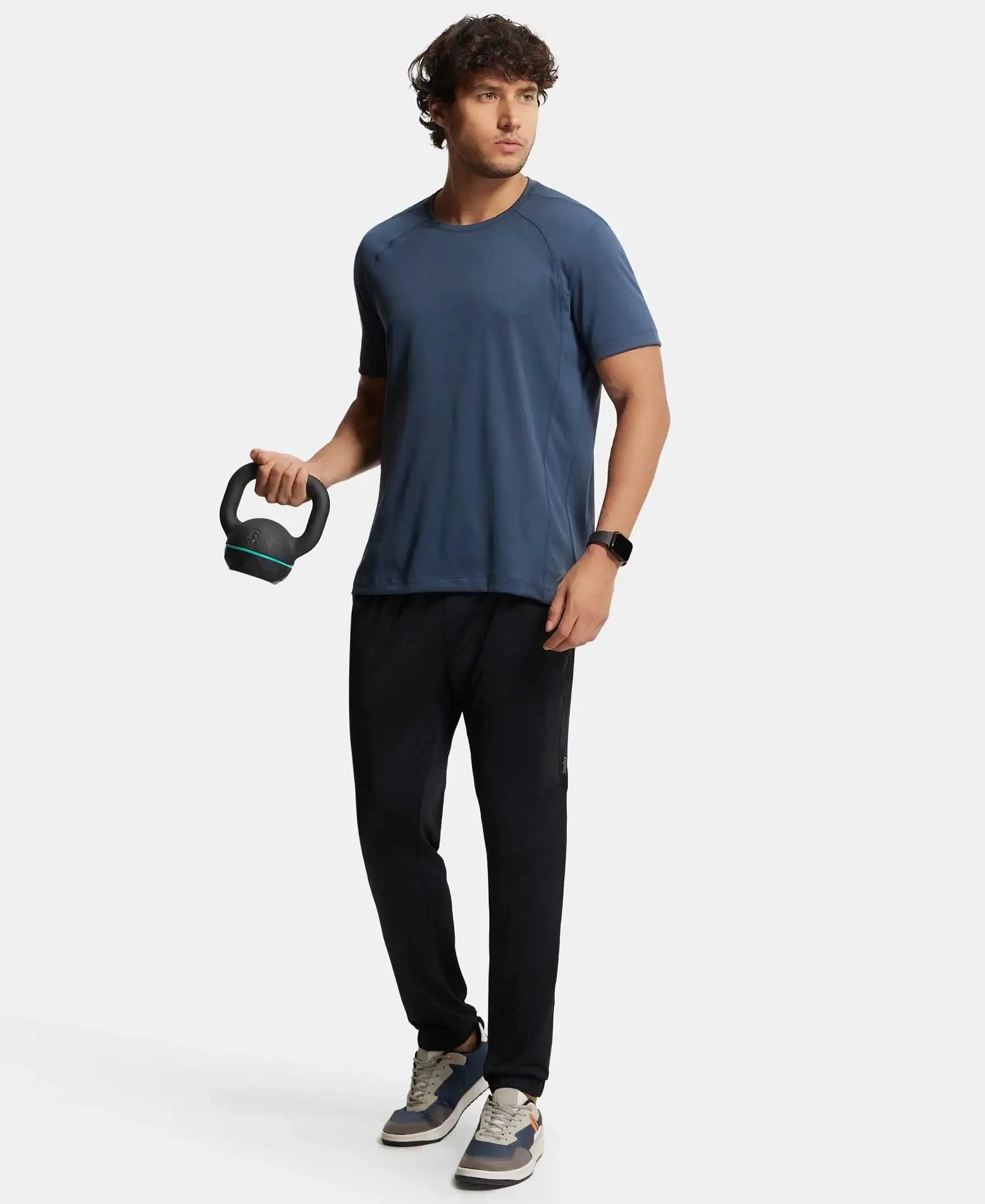 Microfiber Elastane Stretch Jogger with Zipper Pockets and StayDry Treatment - Black
