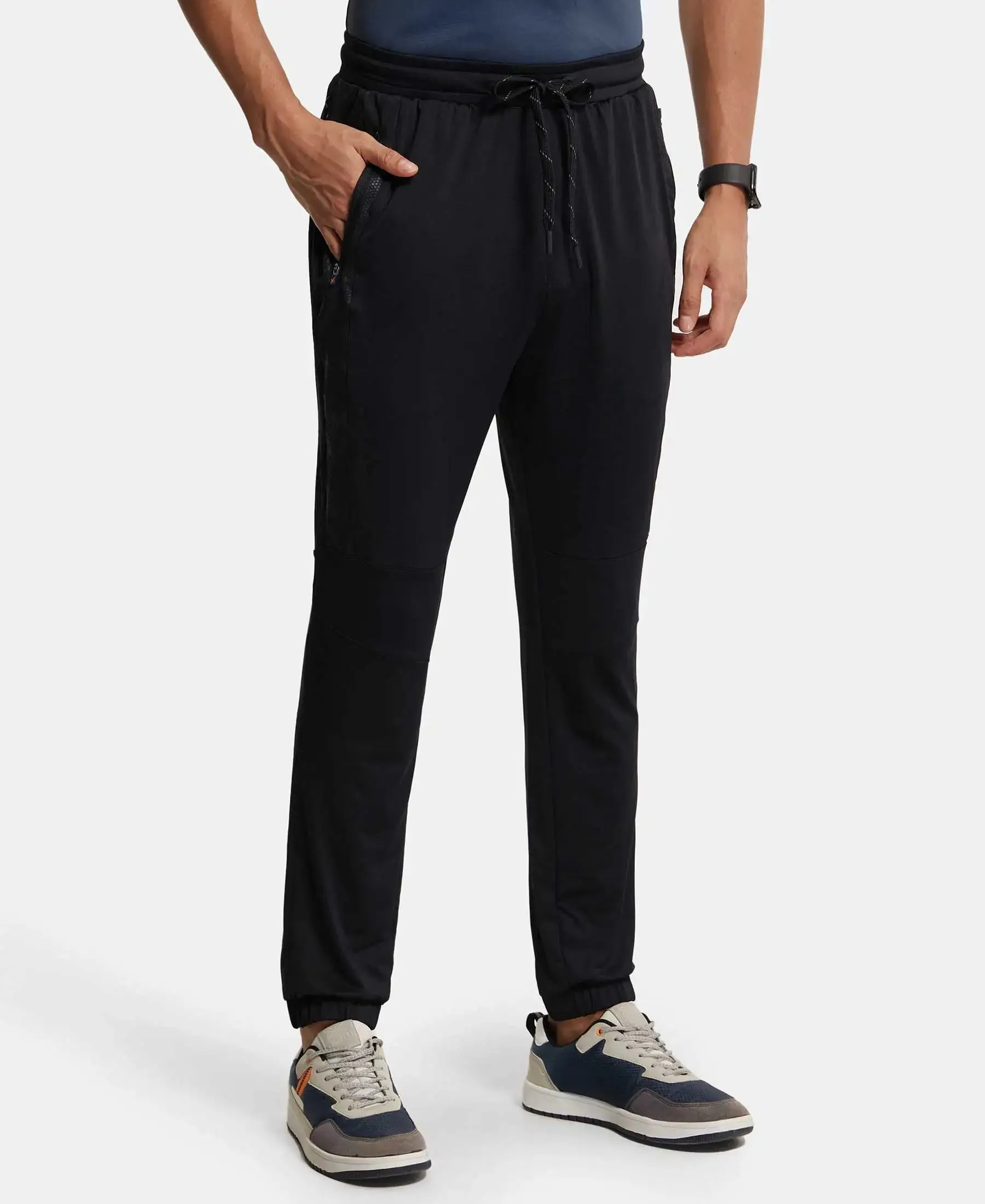 Microfiber Elastane Stretch Jogger with Zipper Pockets and StayDry Treatment - Black