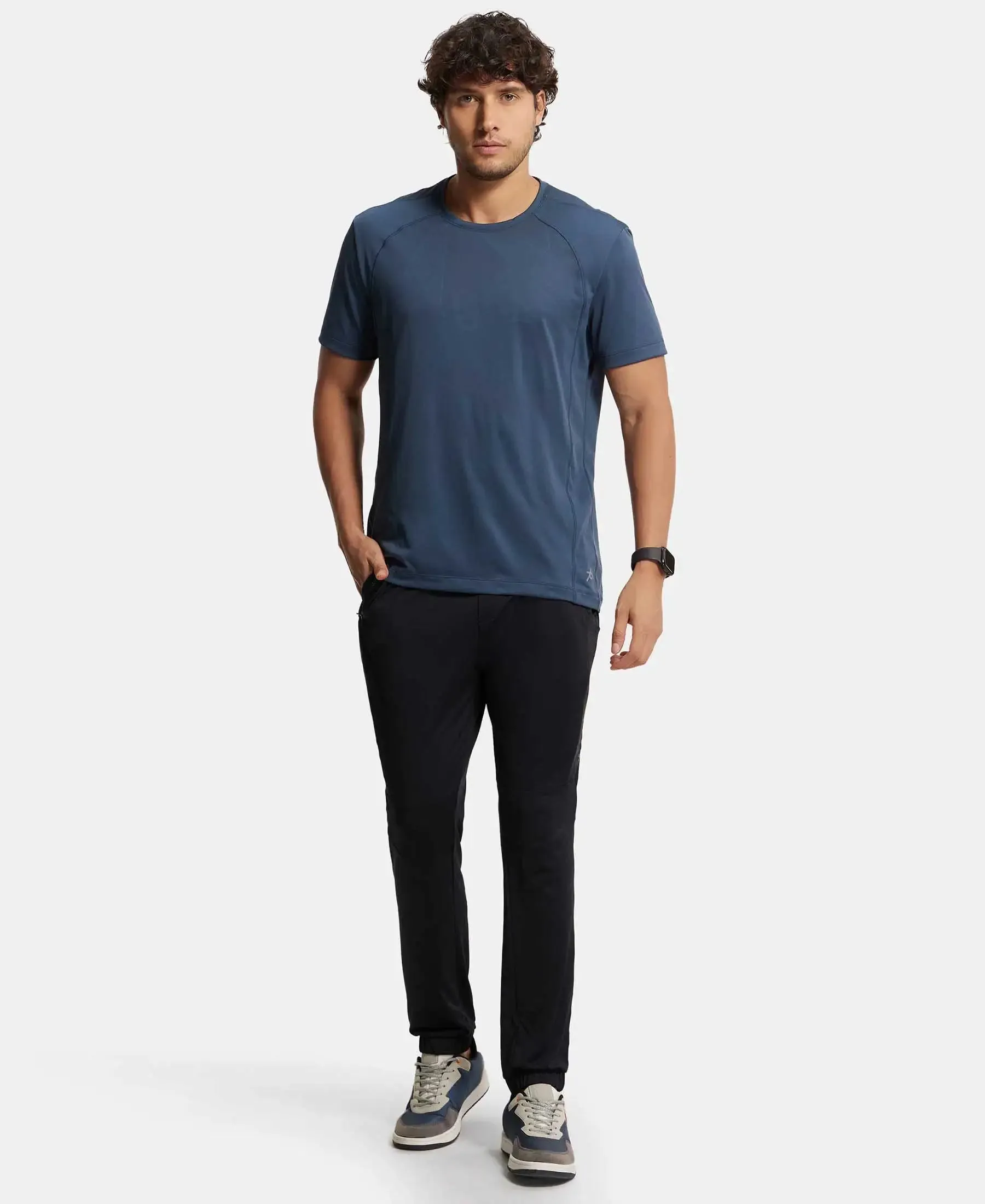 Microfiber Elastane Stretch Jogger with Zipper Pockets and StayDry Treatment - Black