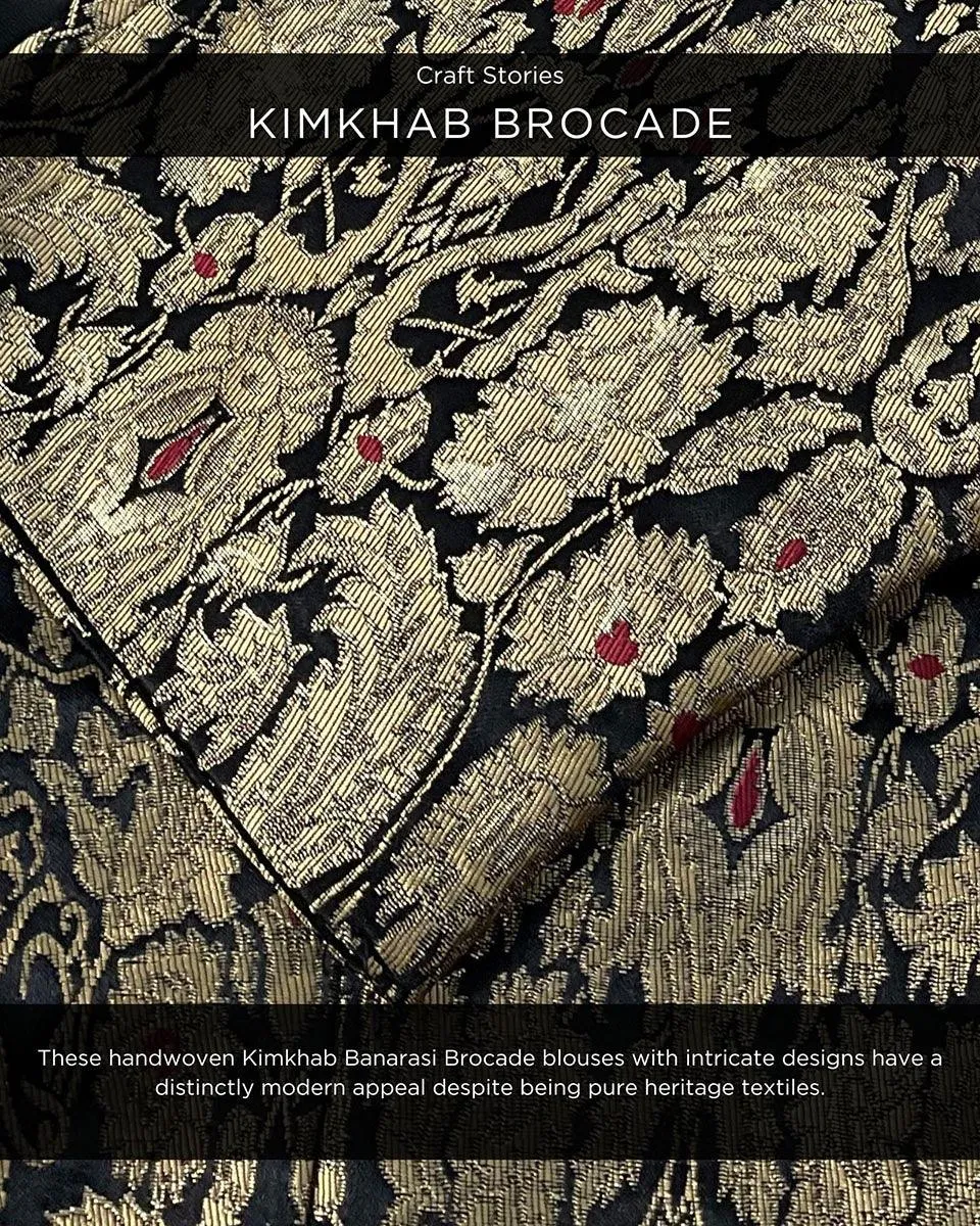 Midnight Black Brocade Blouse - TOG