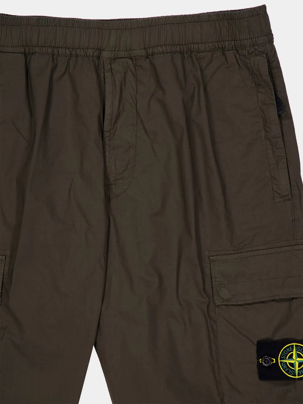 Military Green Stretch Cotton Cargo Trousers