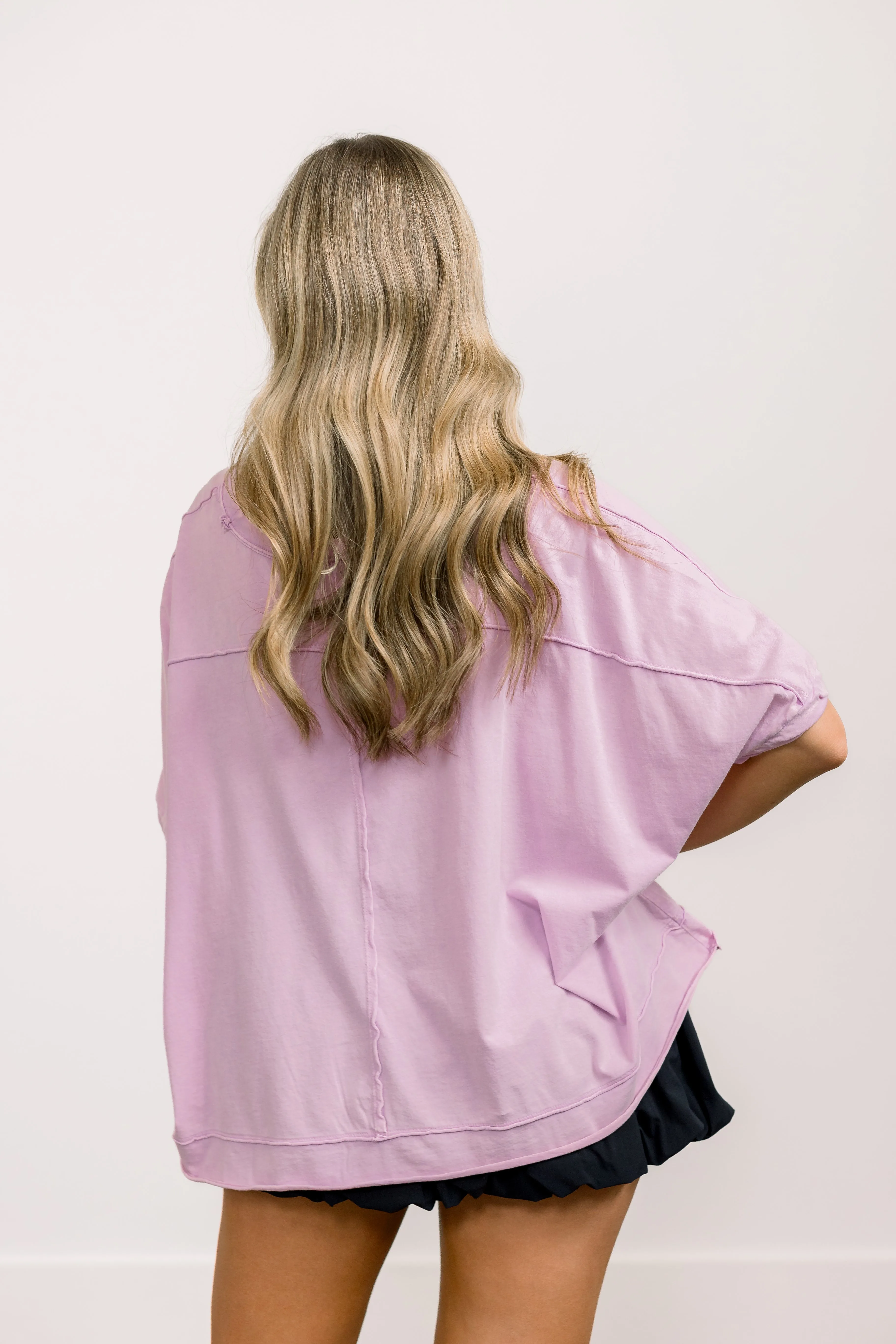 Mineral Washed Boxy T-Shirt (Lilac Pink)