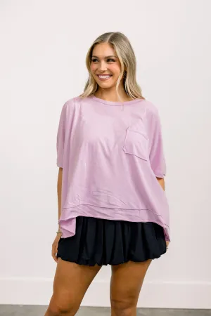 Mineral Washed Boxy T-Shirt (Lilac Pink)