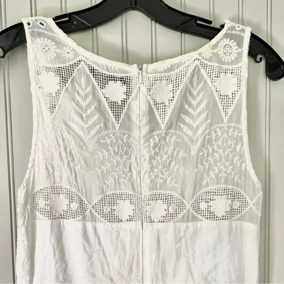 Morgan White Cotton Multi Lace Tiered Sleeveless Maxi Dress