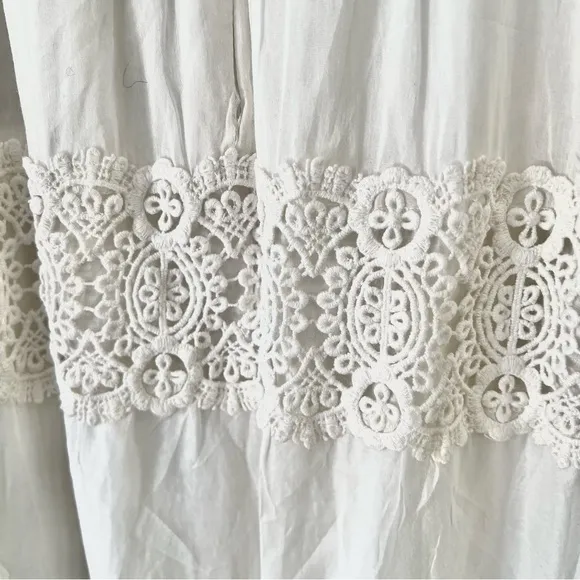 Morgan White Cotton Multi Lace Tiered Sleeveless Maxi Dress