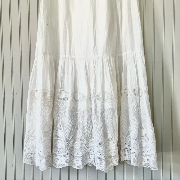 Morgan White Cotton Multi Lace Tiered Sleeveless Maxi Dress
