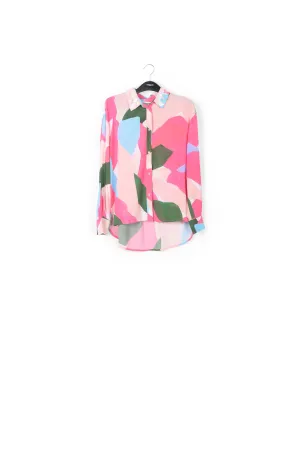 Multicolor shirt with sequin-embroidered collar