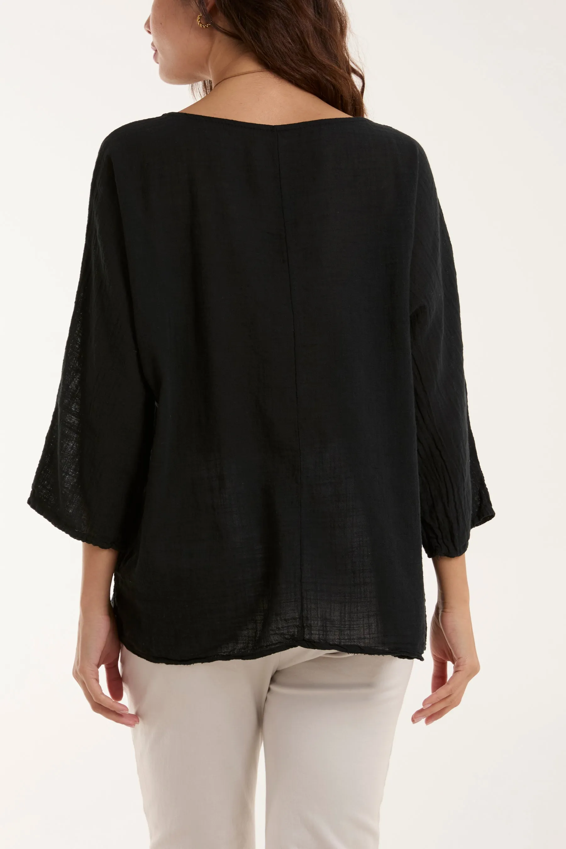 Necklace 3/4 Sleeve Blouse