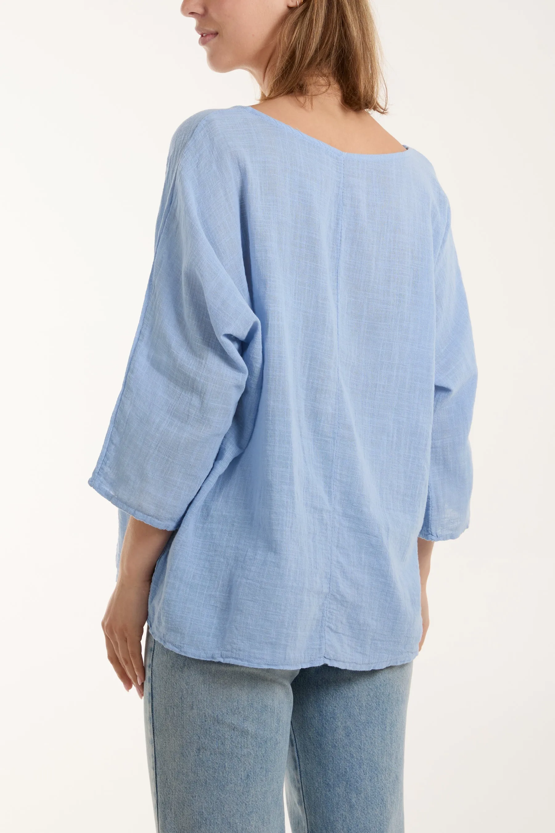 Necklace 3/4 Sleeve Blouse