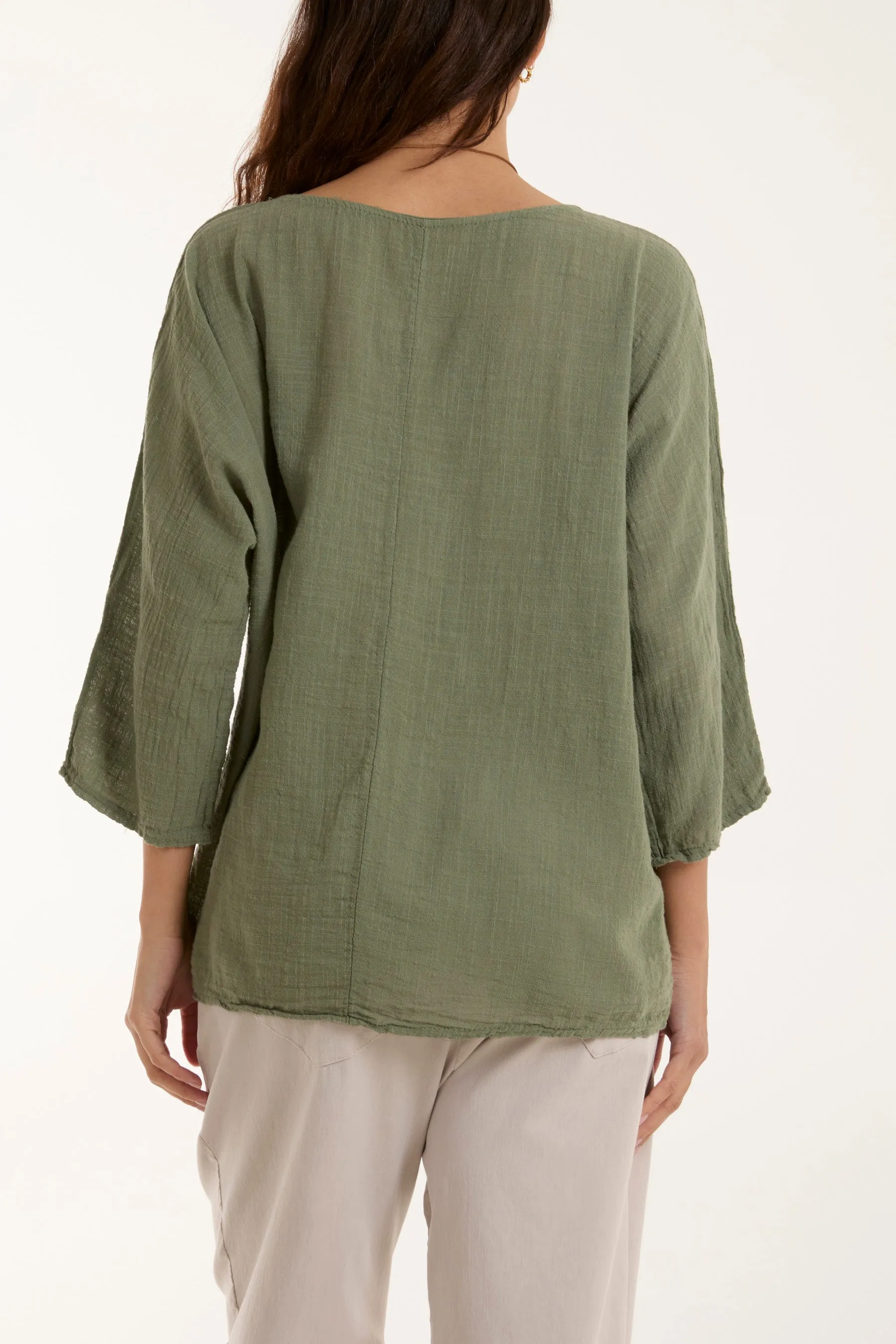 Necklace 3/4 Sleeve Blouse