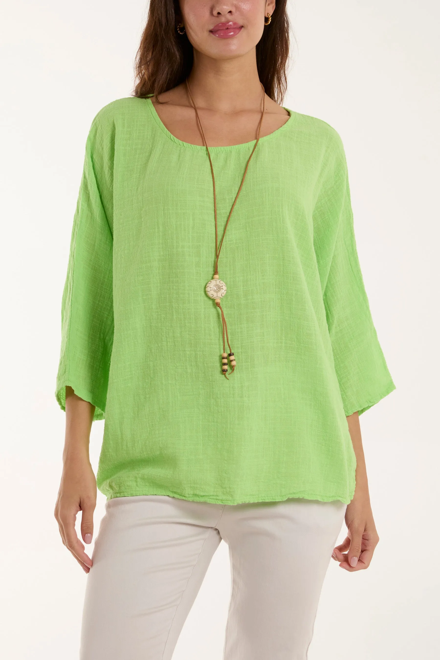 Necklace 3/4 Sleeve Blouse