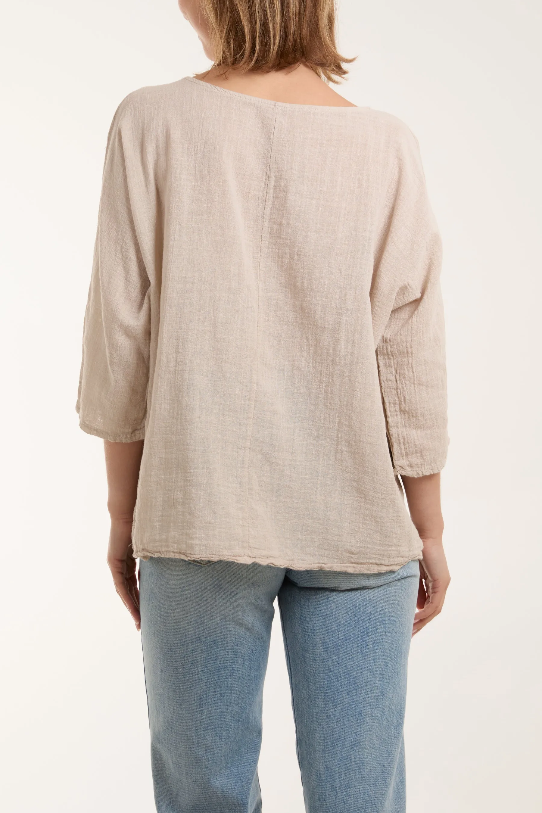Necklace 3/4 Sleeve Blouse