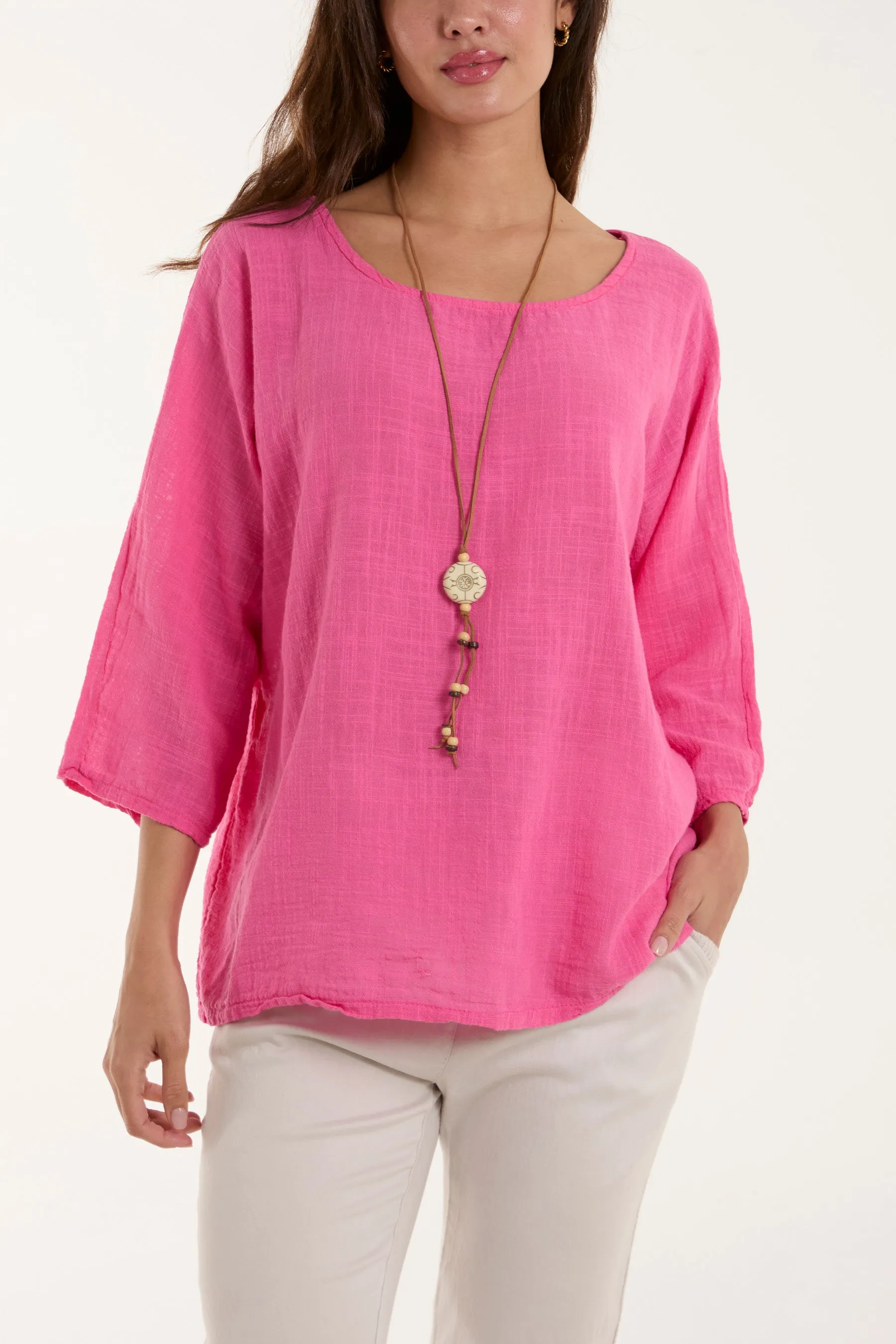 Necklace 3/4 Sleeve Blouse