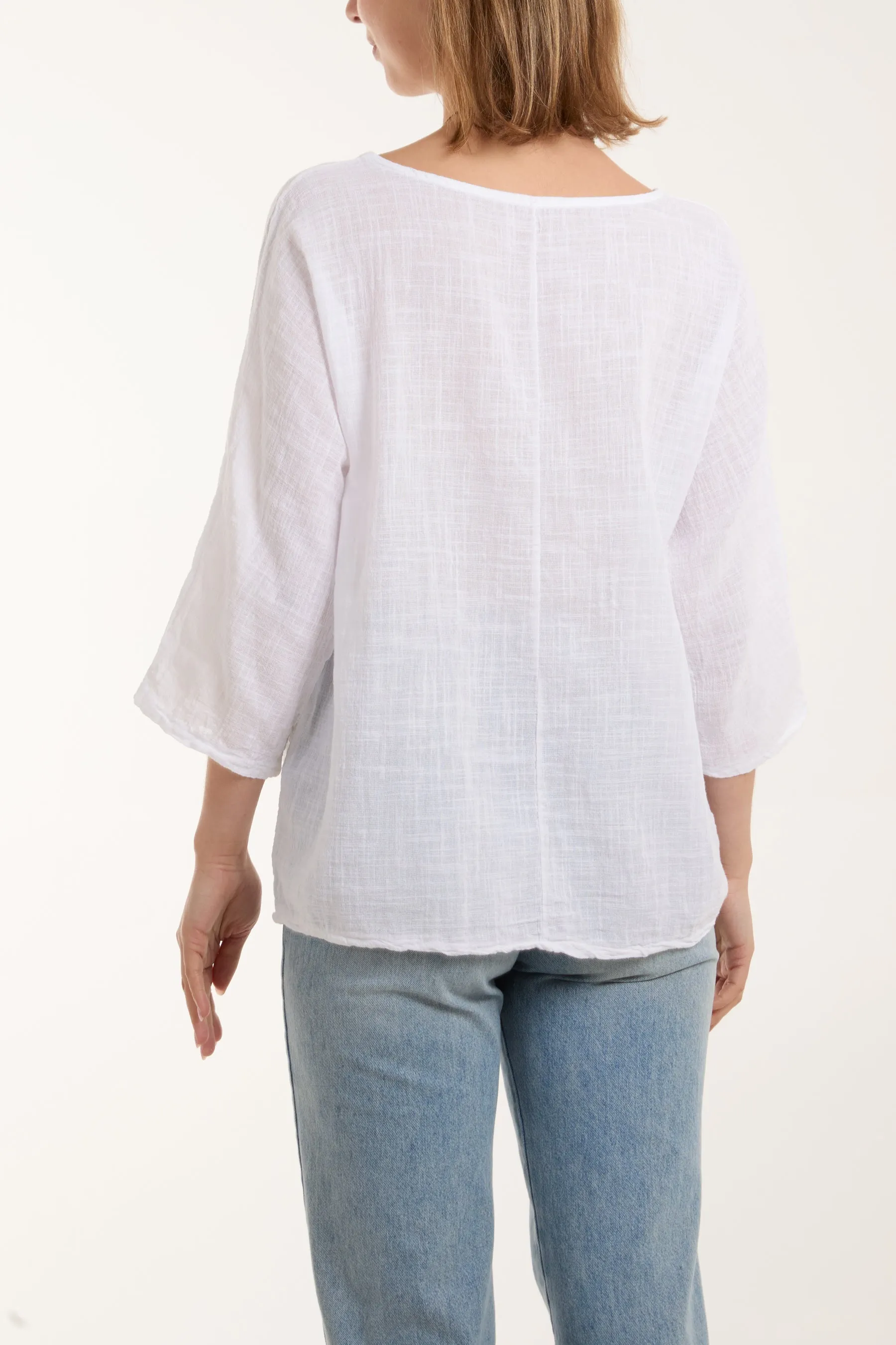 Necklace 3/4 Sleeve Blouse