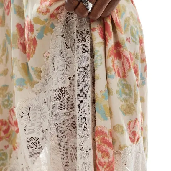 new FREE PEOPLE First Date Printed Maxi Slip Tea Combo 5M34S2