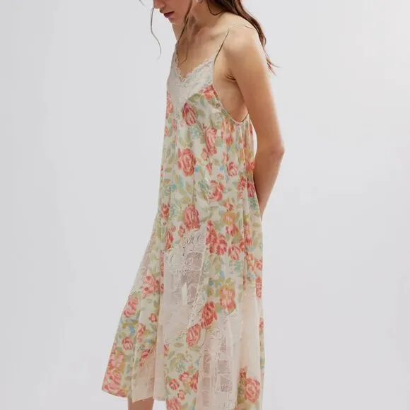 new FREE PEOPLE First Date Printed Maxi Slip Tea Combo 5M34S2