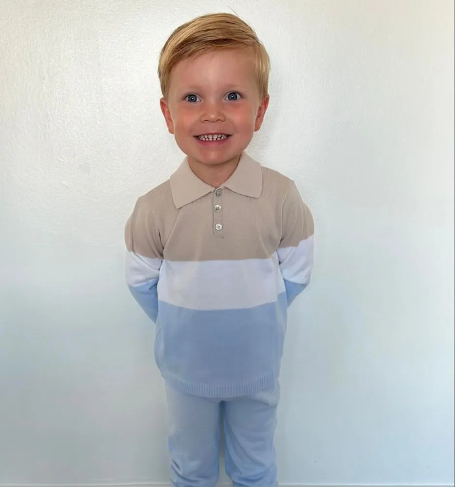 New In Artesania Granlei Boys Block Knitted Tracksuit