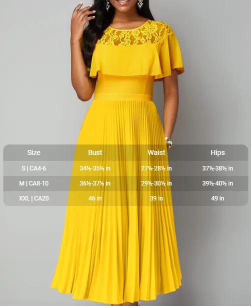 NEW MODLILY® Yellow Lace Short Sleeve Round Neck Maxi Dress, Sz XXL, Retails $65