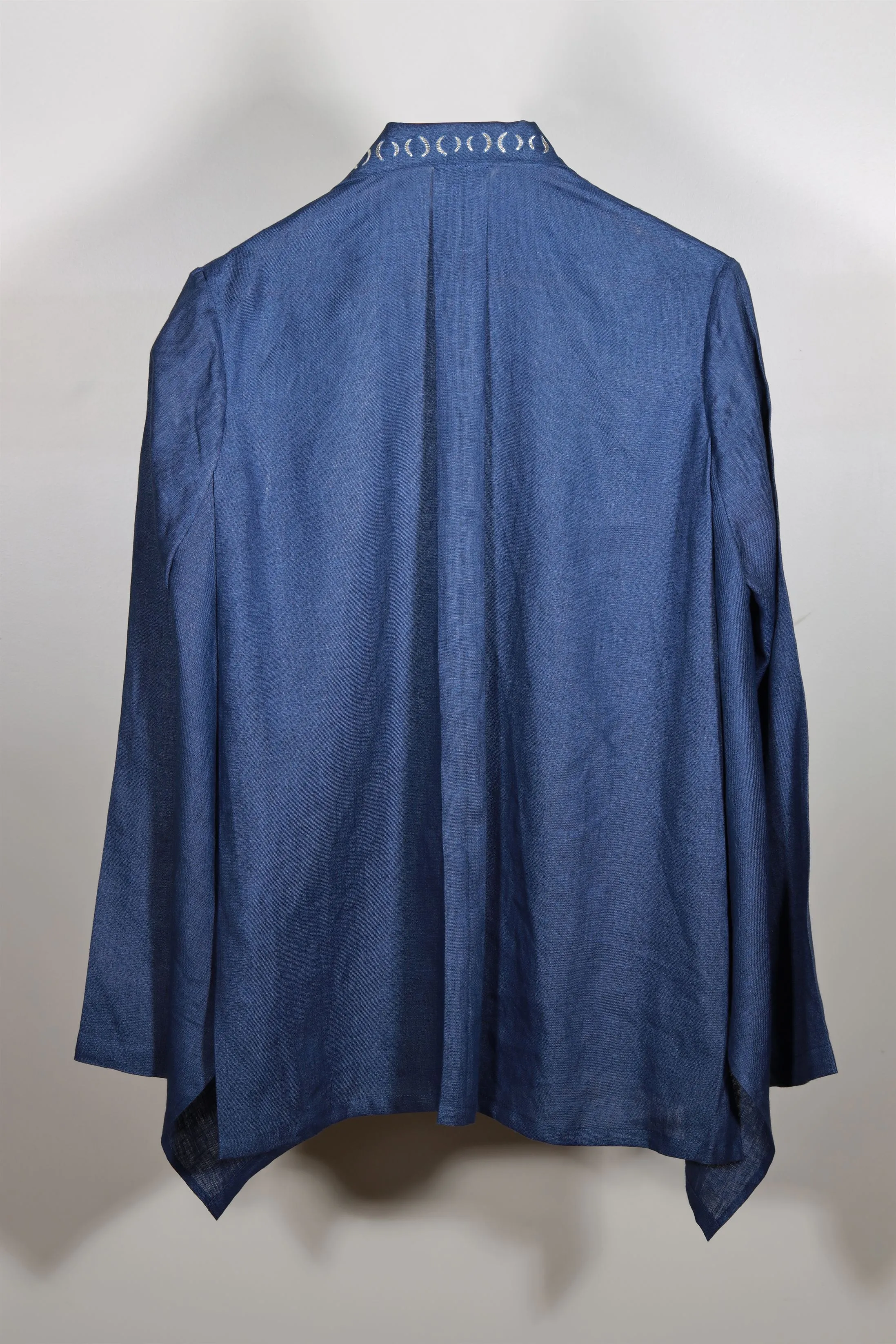 New Season Summer to Fall 2024-Shirt Embellished Linen Midnight Blue-MB/L/029-Suzanne-Fashion Edit Hemji