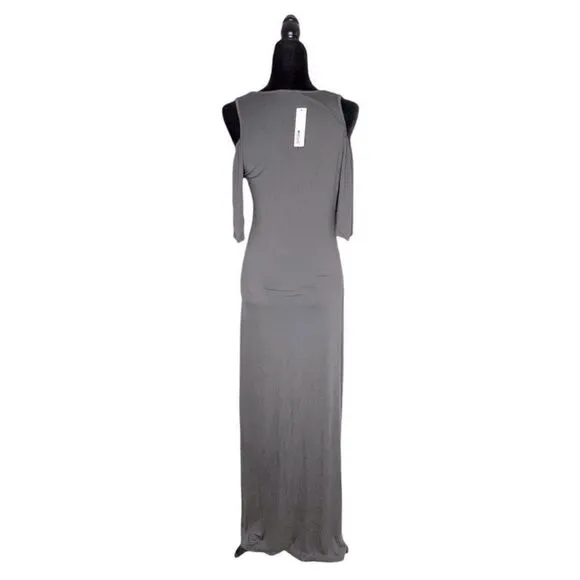 NEW LAMADE Gray Cold Shoulder Maxi Dress