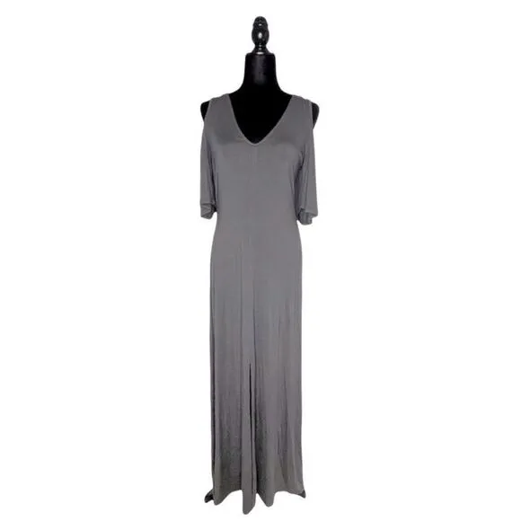 NEW LAMADE Gray Cold Shoulder Maxi Dress